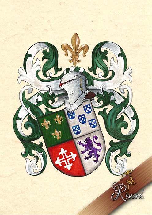 Coat of arms with watercolor paintings